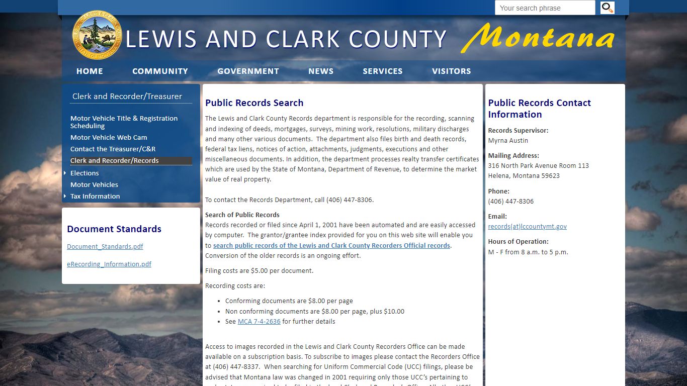 Lewis and Clark County: Clerk and Recorder/Records Dept