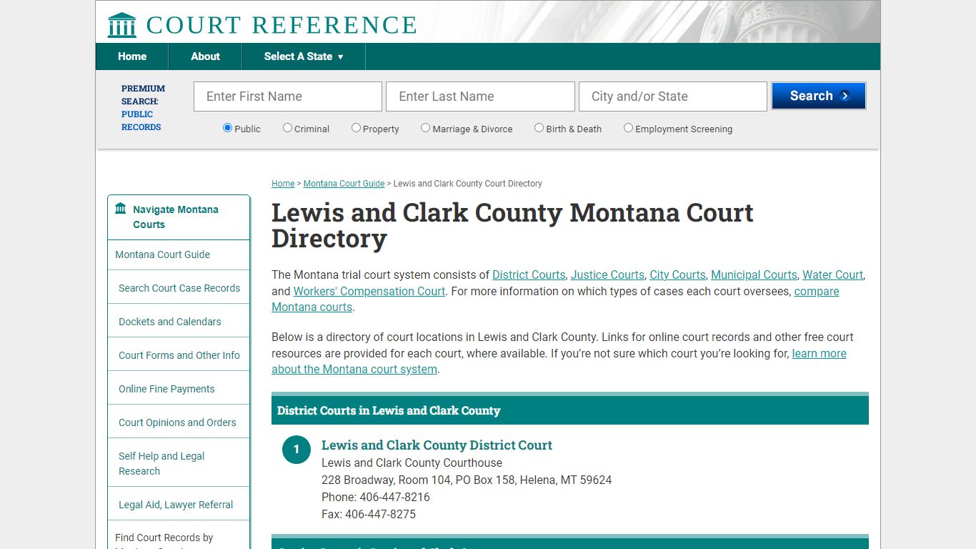 Lewis and Clark County Montana Court Directory ...